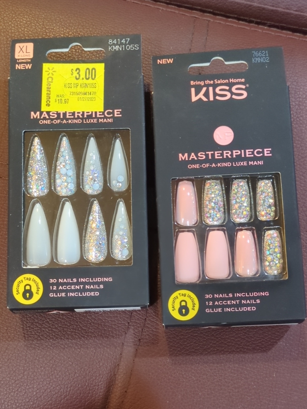 KISS Masterpiece Press-On Nails in Pink & Iridescent Glitter